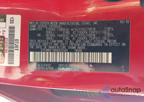 2011 Toyota Tundra Grade 4.6L V8 z USA, uszkodzony, nr VIN 5TFRM5F14BX025583